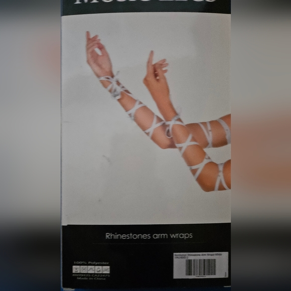 Music Legs White Rhinestone Arm Wraps - Picture 2 of 2